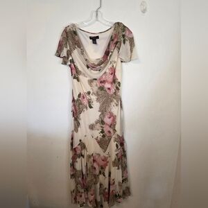 Signature By Robbie Bee Floral Maxi Dress Cowl Neck, Beaded, Sparkle, We…